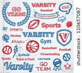 set of hand drawn school sports ... | Shutterstock .eps vector #110657087