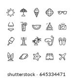 summer icon black thin line set ... | Shutterstock .eps vector #645334471