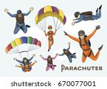 vector set of parachuter | Shutterstock .eps vector #670077001