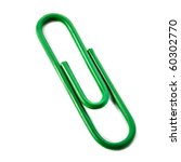 Green Paper Clip Isolated On...