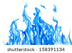 Blue Flame Isolated On White...
