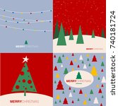 christmas and new year flat... | Shutterstock .eps vector #740181724