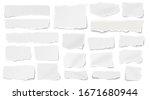 Set of paper different shapes ripped scraps fragments wisps isolated on white background. Vector illustration.
