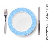 Empty Vector Blue Plate With...