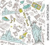 new york seamless doodles... | Shutterstock .eps vector #143472604