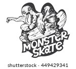 Monster Riding Skate  T Shirt...