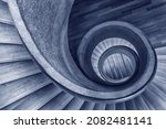 Interior of modern spiral staircase. Contemporary architecture abstract background
