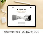 Small photo of Antalya, Turkey - June 12, 2023: Apple webpage showing the newly released "Apple Vision Pro". Apple's first device for spatial computing