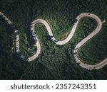 Drone view of the winding road from Domanic Town of Kutahya to Inegol direction