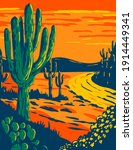 Saguaro Cactus At Dusk In...
