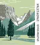 Upper Green River on the western side of Continental Divide in Bridger-Teton National Forest in Wind River Range Wyoming WPA Poster Art