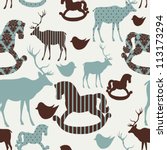 Pattern With Deers And Rocking...