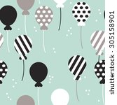 seamless mint polka dots and... | Shutterstock .eps vector #305158901