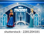 Small photo of BANGKOK, THAILAND - 25 March, 2023 : Prince Anna and Price Elsa Statue from Disney Animation Frozen II (2) displays at Asiatique, animated musical fantasy film