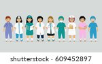 doctor in medical uniform with... | Shutterstock .eps vector #609452897