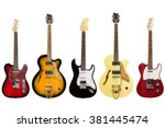 electric guitars isolated on white background