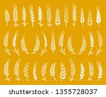 white hand drawn wheat ears... | Shutterstock .eps vector #1355728037