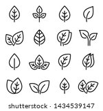 eco set of black line leaf... | Shutterstock .eps vector #1434539147