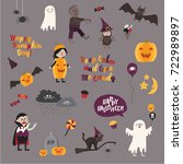 set of halloween design... | Shutterstock .eps vector #722989897