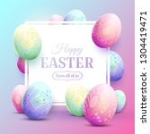 happy easter greeting card with ... | Shutterstock .eps vector #1304419471