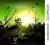 scary house and graveyard in... | Shutterstock .eps vector #221390224