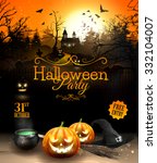 halloween party flyer with... | Shutterstock .eps vector #332104007
