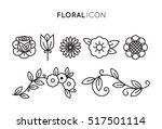 Set Of Floral Icon In Flat...
