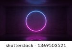 3d render of neon circle frame... | Shutterstock . vector #1369503521