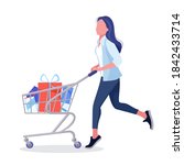 girl carry a bag. woman drive a ... | Shutterstock .eps vector #1842433714