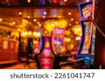Small photo of close up background of slot machine in casino club entertainment leisure concept