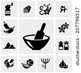 Spices Vector Icons Set On Gray....
