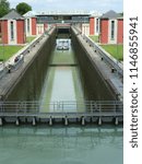 Small photo of Hanover – Anderten, Germany on June 01, 2014. The lock Anderten in Hanover-Anderten overcomes a height difference of 14.70 m between the west and the summit level of the Mittelland Canal.