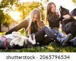 millennial girls playing with... | Shutterstock . vector #2065796534
