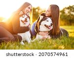 millennial girls playing with... | Shutterstock . vector #2070574961