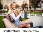 young happy teenager girl... | Shutterstock . vector #2070574967