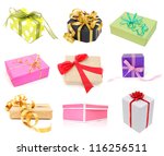 holiday packing boxes on gifts | Shutterstock . vector #116256511