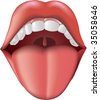 Open Mouth With Tongue And Teeth. Adobe Illustrator Gradient Mesh Tool ...