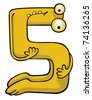 Vector Cartoon Funny Number. Figure Of A Cute Green Creature Pretending ...