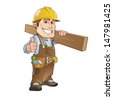 Funny Cartoon Carpenter Stock Vector Illustration 86980766 : Shutterstock