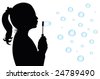 A Silhouette Of A Young Girl Blowing Bubbles Stock Vector Illustration ...