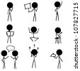 Stick Man With Different Poses Of Walking, Jumping, Thinking, Running ...