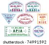 Hawaii And French Polynesia Passport Stamps In Vector Format ...