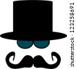 Vintage Silhouette Of Top Hat, Mustaches, Monocle And A Bow Tie ...