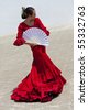 Woman Traditional Spanish Flamenco Dancer Dancing In A Red Dress Stock ...