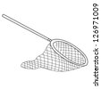 Black Outline Vector Fishing Net On White Background. - 126970973 ...